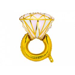   Gyémánt gyűrűt megformáló fólia lufi, 53 cm rózsaszín