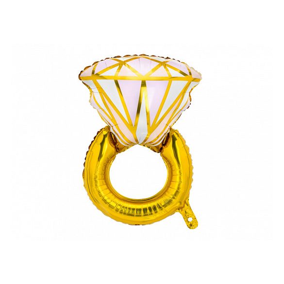 Gyémánt gyűrűt megformáló fólia lufi, 53 cm rózsaszín