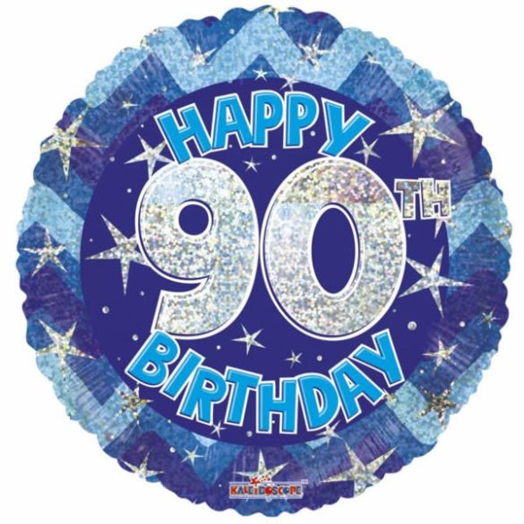 90. évszámos hologramos kék folia lufi