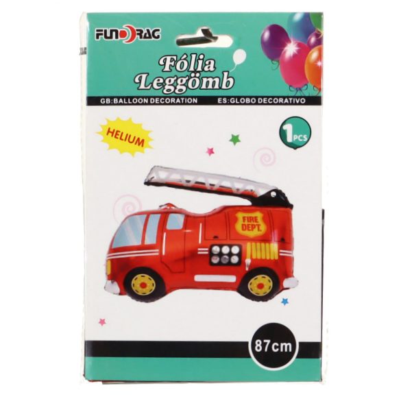 Tűzoltó autó fólia lufi 87 cm