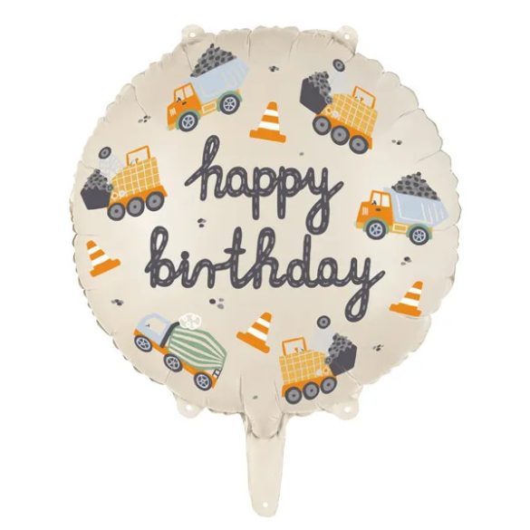 Fólia lufi, 18"/45cm, gömb alakú, Munkagépes, Happy Birthday