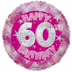  60. Évszámos lufi, hologramos pink fólia, happy b