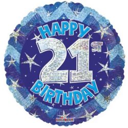 21. Évszámos lufi, hologramos kék fólia, happy b