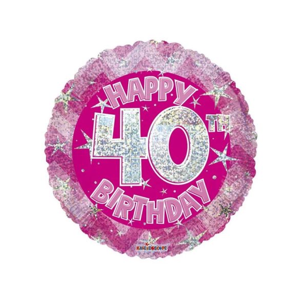 40 Évszámos lufi, hologramos rózsaszín fólia, happy b