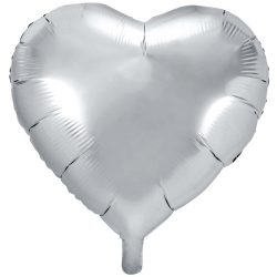Fólia lufi, 45cm, szív, ezüst